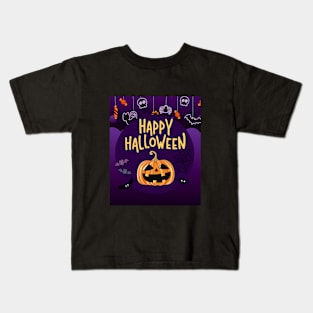 Happy Halloween in violet color,brafdesign Kids T-Shirt